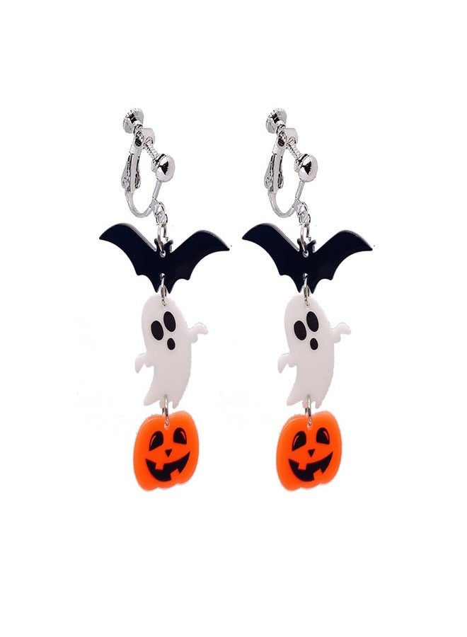 Modpide Acrylic Halloween Clip on Earrings Pumpkin Ghost Clip on Earrings Bat Earrings Halloween Jewelry Holiday Earrings (bat) - Image 1
